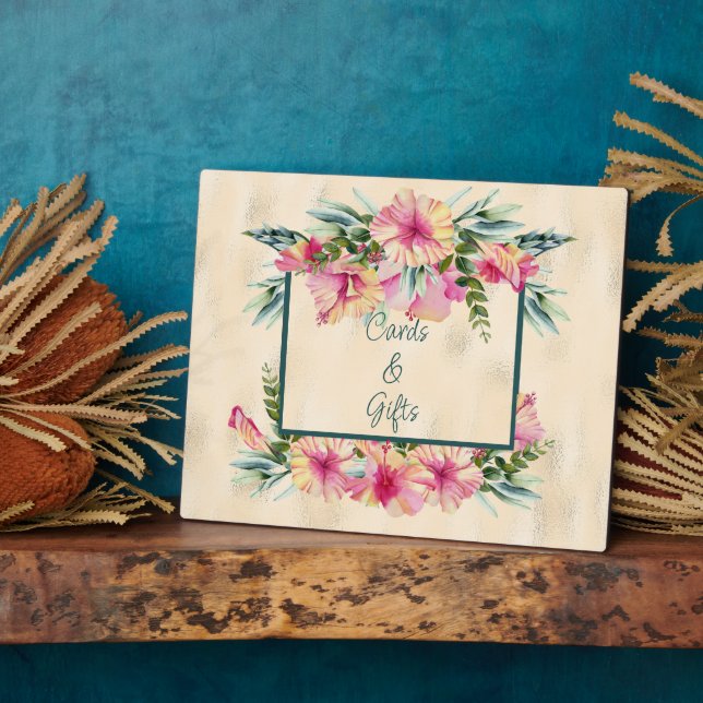 Floral Leave Your Cards and Gifts Here Plaque (Side)