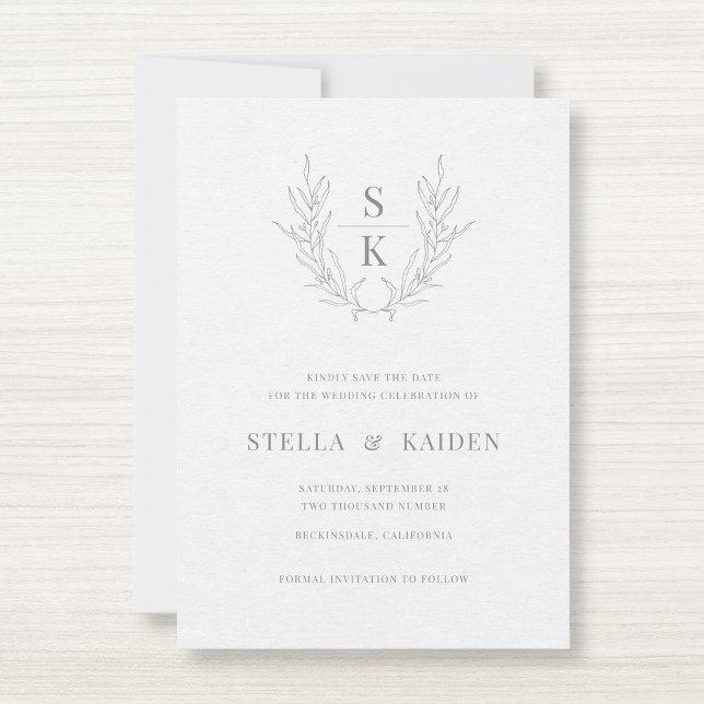 Floral Leaves Drawing Modern Wedding Save The Date (Creator Uploaded)