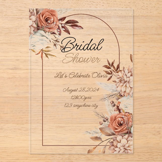 Floral leaves fall bridal shower invitation  (Front)