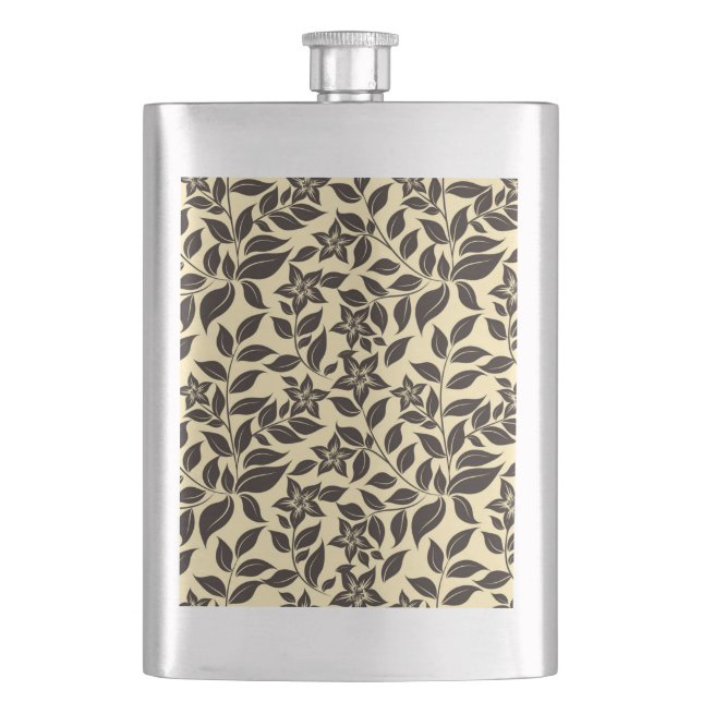 Floral Leaves Pattern-47566 Hip Flask (Front)