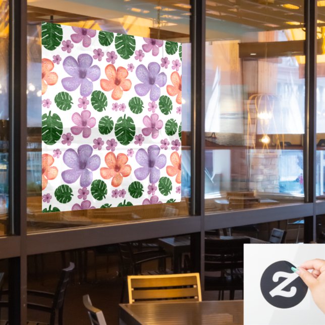 Floral Leaves Pattern Aesthetic Seamless Botanical (Restaurant Window)