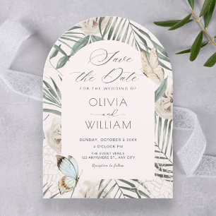 Floral leaves save the date