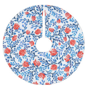 Floral Leaves: Seamless Nature Pattern Brushed Polyester Tree Skirt
