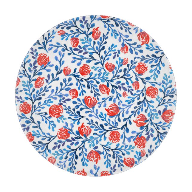 Floral Leaves: Seamless Nature Pattern Cutting Board (Front)