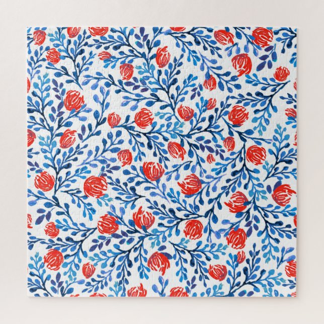 Floral Leaves: Seamless Nature Pattern Jigsaw Puzzle (Vertical)