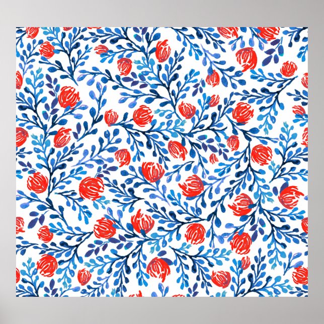 Floral Leaves: Seamless Nature Pattern Poster (Front)