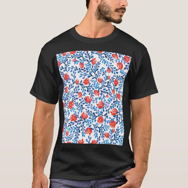 Floral Leaves: Seamless Nature Pattern T-Shirt (Front)