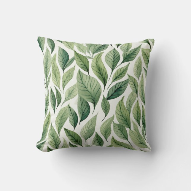 Floral Leaves Throw Pillow (Front)