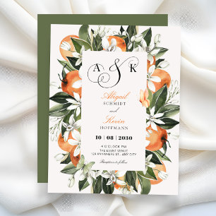 Floral leaves watercolor wedding invitation