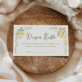 Floral Lemon Citrus Baby Shower Diaper Raffle Enclosure Card