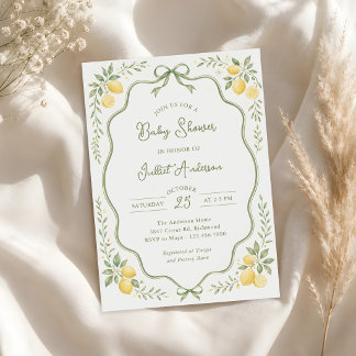 Floral Lemon Citrus Baby Shower Invitation