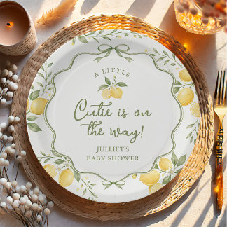 Floral Lemon Citrus Baby Shower Paper Plate