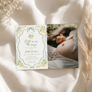 Floral Lemon Citrus Baby Shower Photo Invitation