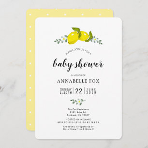 Floral Lemon Citrus Elegant Baby Shower Invitation
