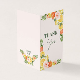 Floral Lemon Orange Baby Shower Thank You Card