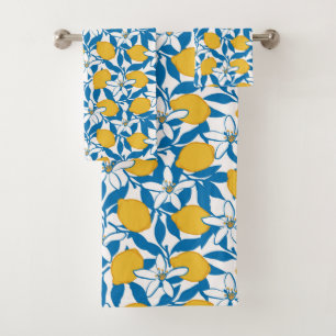 Floral Lemon Sketch Hand Drawn - Bath Towel Set