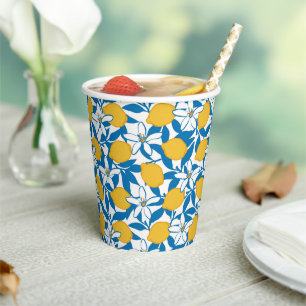 Floral Lemon Sketch Hand Drawn - Paper Cups