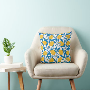 Floral Lemon Sketch Hand Drawn - Throw Pillow