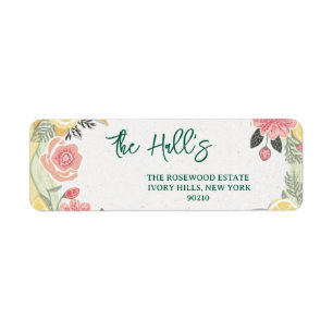 Floral Lemon Summer Wedding  Return Address Label