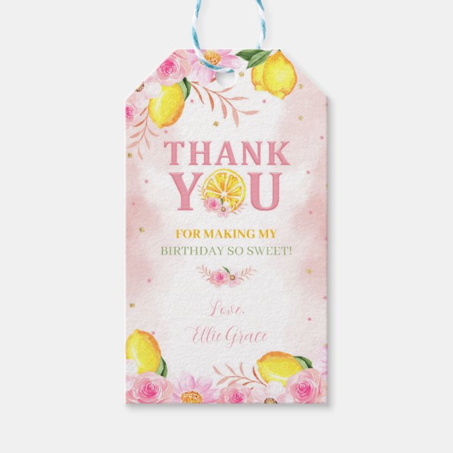 Floral Lemonade Birthday Gift Tag (Front)