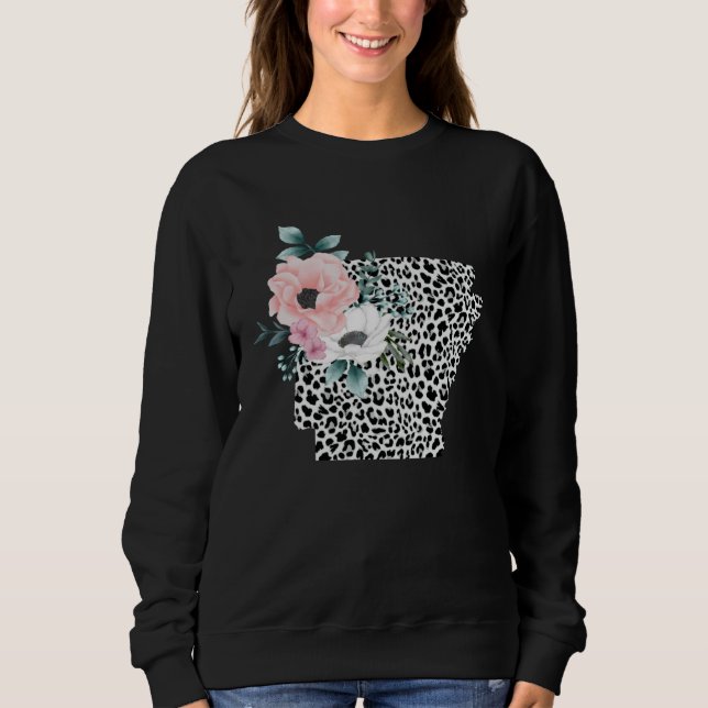 Floral Leopard Arkansas Patriotic Woman Girl Sweatshirt (Front)