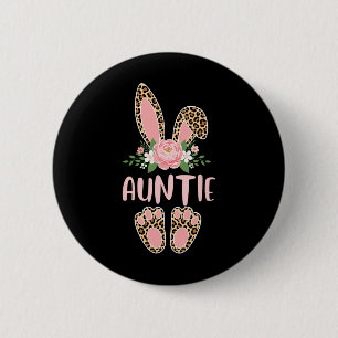 Floral Leopard Auntie Bunny Happy Easter Mother's 6 Cm Round Badge
