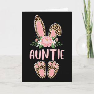 Floral Leopard Auntie Bunny Happy Easter Mother's Card
