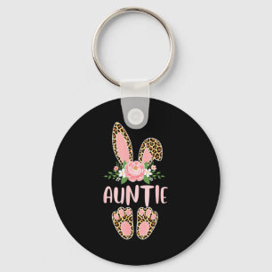 Floral leopard auntie bunny happy easter mother's key ring