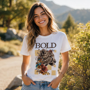 Floral Leopard Bold Typography T-Shirt