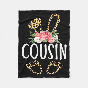Floral Leopard Cousin Bunny Happy Easter Mothers Fleece Blanket