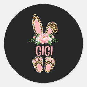 Floral leopard gigi bunny happy easter spring classic round sticker