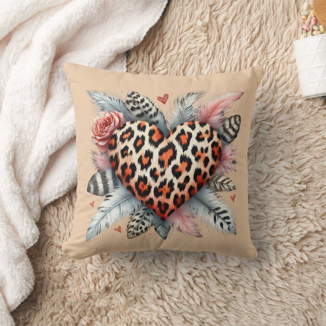 floral leopard heart valentine's day cushion (Creator Uploaded)