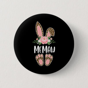Floral Leopard Memaw Bunny Happy Easter Spring  6 Cm Round Badge