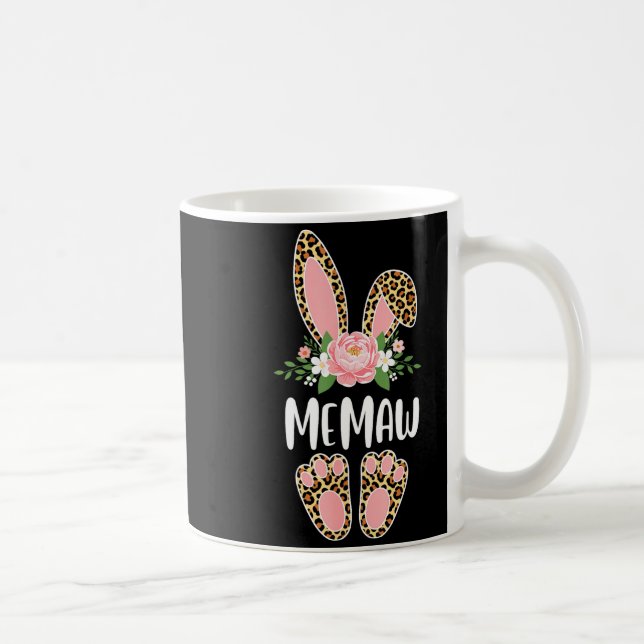 Floral leopard memaw bunny happy easter spring  coffee mug (Right)