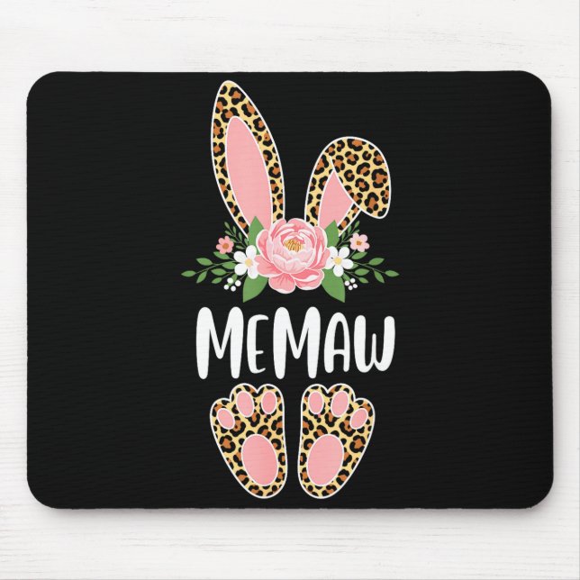 Floral leopard memaw bunny happy easter spring  mouse pad (Front)