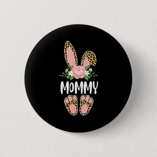 Floral leopard mommy bunny happy easter mother's 6 cm round badge