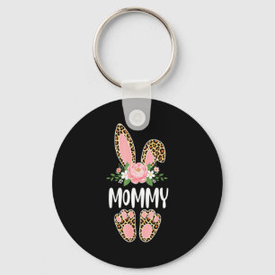 Floral leopard mommy bunny happy easter mother's key ring