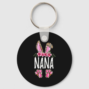 Floral leopard nana bunny cute happy easter key ring