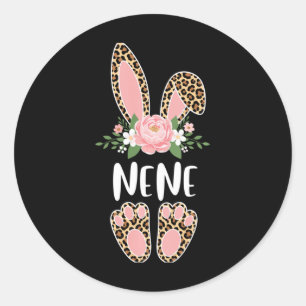 Floral Leopard Nene Bunny Happy Easter Spring Long Classic Round Sticker