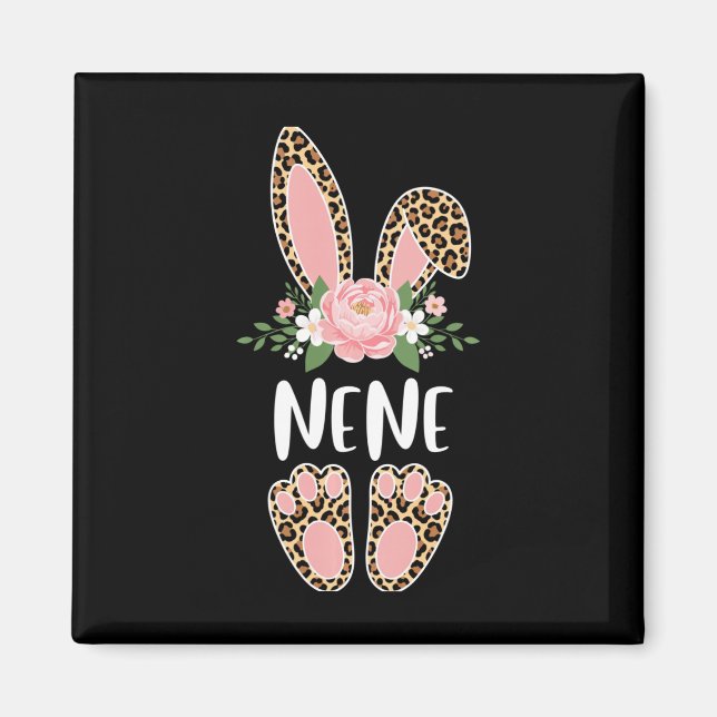 Floral Leopard Nene Bunny Happy Easter Spring Long Magnet (Front)