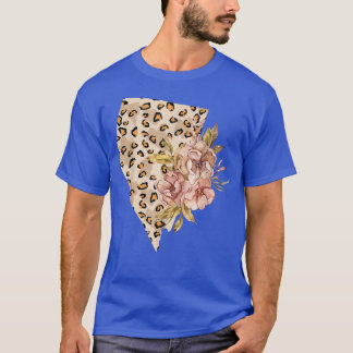 Floral Leopard Nevada State Map Vacation Las Vegas T-Shirt