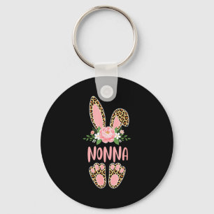 Floral leopard nonna bunny happy easter spring key ring
