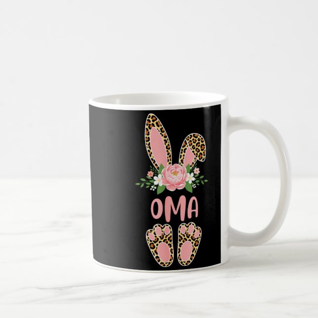 Floral leopard oma bunny happy easter spring  coffee mug (Right)