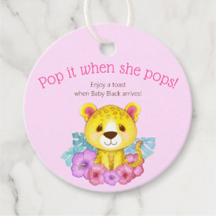 Floral Leopard Pop It When She Pops Favour Tags