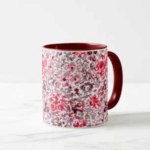 Floral ,leopard,Red and white , red, white, spotte Mug