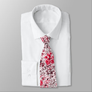 Floral ,leopard,Red and white , red, white, spotte Tie