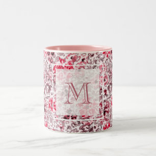 Floral ,leopard,Red and white , red, white, spotte Two-Tone Coffee Mug