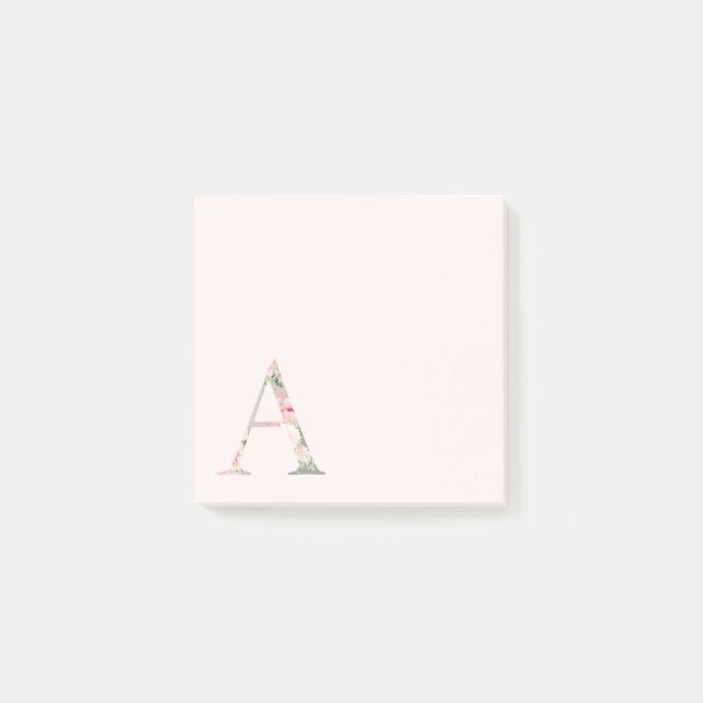 Floral Letter "A" Monogram Post-It Notes (Front)