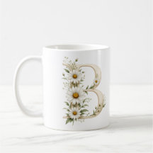 Floral Letter B Daisy Personalised Mug