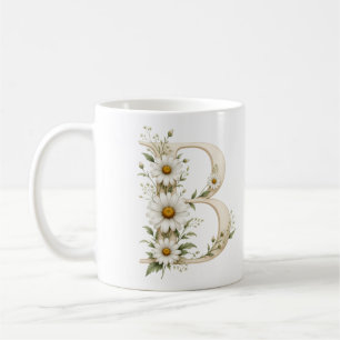 Floral Letter B Daisy Personalised Mug